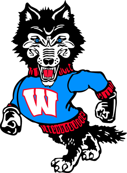 Wolf team mascot color vinyl sports sticker. Customize on line. Wolf 2